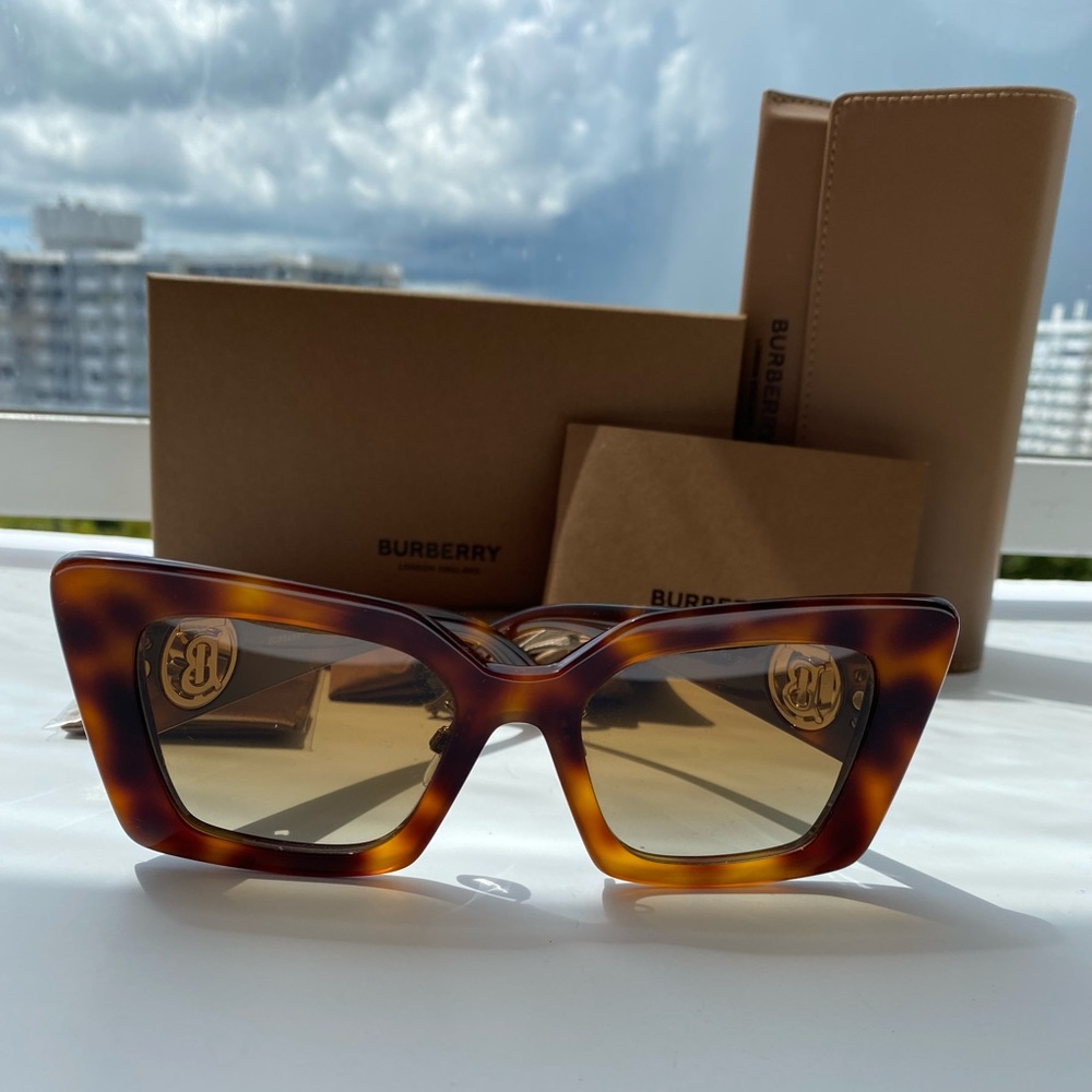 New  - Burberry Havana Brown New Be4344 3316/13 Women 4344 Sunglasses - Picture 2 of 14